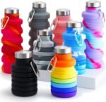 8 Pcs Collapsible Water Bottles 17oz Silicone Reusable Foldable Water Bottles with Carabiner Lightweight BPA Free Expandable Leakproof for Gym, Travel Camping, Hiking Outdoor Indoor Sport - Image 2