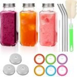 8 oz Glass Juice Bottles with Lids 3 Pack | Reusable & Leakproof Juicing Jars with Airtight & Sipping Lids, Straws & Brushes for Travel, Office, Home, Gym - Image 2