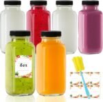 8 oz Glass Juice Bottles with Lids 6-Pack - Reusable Small Juice Drinking Jars for Green Juices, Shots & Smoothies - Image 2