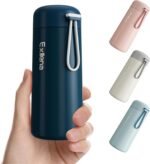 8 oz Water Bottles Made of 304 Stainless Steel, Small Water Bottles Double Wall Vacuum Insulation for Hot&Cold Drinks, Water Bottle Purse with Carry Handle - 100% Leakproof(Dark-Blue) - Image 2