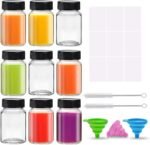 9 Pack Glass Bottles with Lids - 2 oz Wide Mouth Leakproof Reusable Juice Travel Bottles with Labels for Ginger Shot, Turmeric Juice, Whiskey & Camping - Image 2