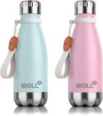 9 oz Water Bottle Stainless Steel Double Wall Vacuum Insulated Sports Water Bottle for Kids, Small Cola Shape Water Bottle Leak Proof (Blue-Purple Pink) - Image 2