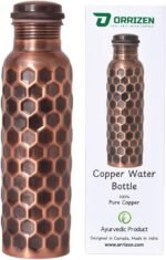 950ml Pure Copper Water Bottle – Honeycomb Design, Antique Black Finish – Ayurvedic Health Benefits, Leak-Proof, Eco-Friendly - Image 2