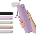 9oz Small Water Bottles with Straw, Mini Water Bottle with One-Hand Open Design, Leak-Proof Locking Lid for Hot&Cold Drinks, Small Travel Water Bottle - 100% Leakproof for School, Travel...(Lilac) - Image 2