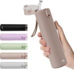 9oz Small Water Bottles with Straw, Mini Water Bottle with One-Hand Open Design, Leak-Proof Locking Lid for Hot&Cold Drinks, Small Travel Water Bottle - 100% Leakproof for School, Travel...(Mocha) - Image 2
