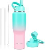ABOTOCUP 32oz Insulated Water Bottle, Fit in Any Car Cup Holder, Water Bottle with Straw Lids, Stainless Steel Insulated Water Flask Double Wall Leak-proof BPA Free to Keep Cold&Hot - Image 2