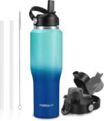 ABOTOCUP Insulated Water Bottle 32oz with Straw/Spout Lids, Stainless Steel Water Bottles Keep Cold 24h&Hot 12h, Metal Water Bottle with Straw that Fits in Cup Holder, Water Bottle Leak-proof,BPA Free - Image 2