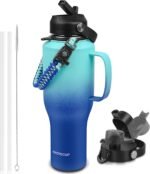 ABOTOCUP Water Bottle 40oz, Insulated Water Bottle with Handle & Straw Lids, Stainless Steel Water Bottle Fits in Any Car Cup Holder, Travel Cup Double Wall BPA-Free Leak-proof to Keep Cold &Hot - Image 2