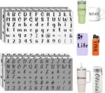 AFRITEE Personalized Monogram Name Stickers - 10 Sheets Black Letter Combination UV DTF Cup Wraps for 16 oz Glass Water Bottle, Number Symbols Custom Name Sticker Decals for Mugs Windows Decoration - Image 2