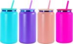 AGH 16oz Stainless Steel Can Tumbler with Lids and Straws,Double wall Rainbow Electroplate Drinking Cups,Reusable Water Tumbler with straws For Ice Coffe Juice Smoothie cup.4 Colors,4pack - Image 2