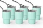 AGH 3oz Sublimation Shot Glasses Wine Tumbler with Straw, 6Pack Double Stainless Steel Wine Glass, Mini Insulated Coffee Mug Mugs For Bars, whiskey,Ice Cream, Tea(Green) - Image 2