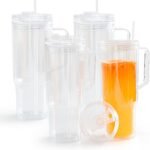 AGH 4 Pack 40 oz Double Wall Vacuum Resuable Plastic Tumbler with Handle and Straw Lid, Watter Bottle Travel Mug Cup,Classic Acrylic Tumblers - Image 2