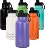AGH Portable Dog Water Bottle with Detachable Bowl, 32oz Double Wall Vacuum Flask, Purple - Image 2