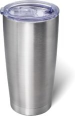 AIANJI 20oz Tumbler Bulk Stainless Steel Tumblers with Lid Vacuum Insulated Double Wall Travel Coffee Mug Powder Coated Tumbler Cup for Hot and Cold Drinks(Stainless Steel, 1 pack) - Image 2