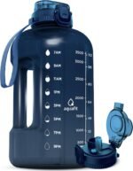AQUAFIT 1 Gallon Water Bottle with Time Marker - Straw & Chug Lid - BPA Free Gym Water Bottle with Straw - Big Gallon Jug (Nebula, 128 oz - 2in1 Lid) - Image 2