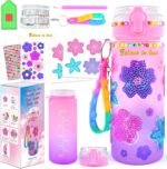ASIOWELY Decorate Your Own Water Bottle Kits for Girls Age 4-12, Flower Diamond Painting Art and Crafts for Boys Age 4-6-8-10, Fun Gifts Toys for School Birthday Valentines Day - Image 2