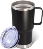 ATQTQ 20 oz Tumbler with Handle and Lid, Stainless Steel Tumbler Insulated Travel Coffee Mug, Spill Proof Double Wall Vacuum Tumbler Cup Keep Drink Hot & Cold, Black, 1 Pack - Image 2