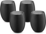 AVADOR Handcrafted Set of 4 Stainless Steel Shatterproof Glass Drinkware Tumbler Hammered Finish 16 Oz. each for Water | Wine | Moscow Mules | Stemless Wine Glass (Black Finish) - Image 2