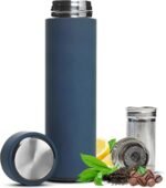 AVARO All-in-One Tea Thermos with Infuser for Loose Tea, Coffee, Fruit-Infused Water (Hot/Cold) - 16.9oz Insulated Stainless Steel Coffee Travel Mug, Tea Infuser Cup, Leakproof Tea Cup - Image 2