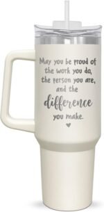 AXIARA Thank You Gifts for Women - Be Proud Insulated 40 oz Tumbler with Straw and Handle - Appreciation Inspirational Gifts for Women Men Coworkers Boss Teachers, Galentines Birthday Gift for Friends - Image 2