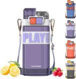 AZSPS 18oz Leak-proof Square Water Bottle with Separate Button and Flip Cap Design, Spout and Straw, BPA-Free Sports Bottle for School and Outdoor Use (Purple) - Image 2