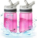 AceCamp 12oz Small Water Bottle 2 Pack with Straw for Kids and Adults BPA Free Tritan Sports Fitness Bottle Leak-Proof Durable Pink 2pcs - Image 2