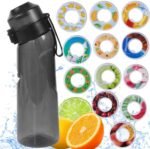Air Scent Water Bottle with 12 Flavor Pods 650ML Fruit Fragrance Scented Water Cup BPA Free 0% Sugar For Fitness And Outdoor (1 Bottle Black+12 pods in random flavors) - Image 2