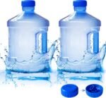 Alaeseje 2 Pieces Round Plastic Water Jug,1 Gallon Water Bottle with Handle and Screw Cap,Large Reusable Leak Proof Bottle for Camping,Outdoor Travel,Gym - Image 2