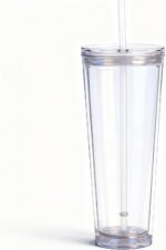 Alohastarttg 24oz Tumbler with Lid and Straw, Leak Proof and Double Wall Insulated Reusable Plastic Cups,Travel Reusable Iced Coffee Cup (1, Transparent) - Image 2
