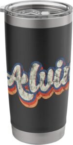 Alvin Personalized Name Shirt Custom Lettering 70's Stainless Steel Insulated Tumbler - Image 2