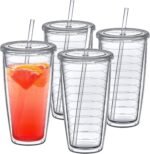Amazing Abby - Alaska On-the-Go - 24-Ounce Insulated Plastic Tumblers with Lid and Straw (Set of 4), Double-Wall Travel Tumblers, All-Clear Drinking Glasses, BPA-Free, Shatter-Proof, Dishwasher-Safe - Image 2