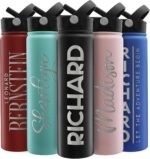 Amazing Items Personalized Water Bottle w/Straw & Lid, 24 oz - Black | Custom Stainless Steel Sports Water Bottle w/Name and Text - Double Wall, Vacuum Insulated - Rotating Handle - Image 2