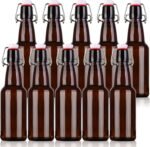 Amber Beer Bottles with Flip Caps, 12oz 10 Pack Glass Bottle with Swinging Top for Airtight Lids, Home Brewing and Fermentation Kombucha, Vanilla Extract, Beverage, Water, Kefir - Image 2