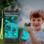 Ammonite Dinosaur Water Bottle for Kids with 3D Glowing LED Light - 14 OZ Tritan BPA Free - Creative Ideal Travel Cup Dinosaur Jurassic Gift for School Kid Boy Child Holiday Camping Picnic - Image 2