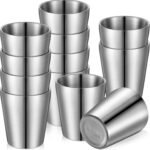 Amyhill 12 Pieces Stainless Steel Cups Double Wall Tumbler Glasses Stackable Metal Drinking Cups Insulated Drinking Glasses Reusable Camping Mugs for Home Camping RV BBQ Office Party(Silver,5.9 oz) - Image 2