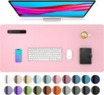 Aothia Leather Desk Pad Protector, Mouse Pad, Office Desk Mat, Non-Slip PU Leather Desk Blotter, Laptop Desk Pad, Waterproof Desk Writing Pad for Office and Home (23.6" x 13.7", Fairy Pink) - Image 2
