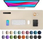 Aothia Non-Slip PU Leather Waterproof Laptop Desk Pad Protector, Blotter Mat, Writing and Mouse Pad for Office & Home, Beige, 23.6" x 13.7" - Image 2