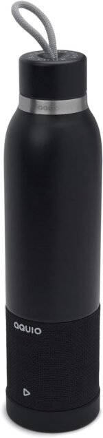 Aquio IBTB2BB Double-wall Steel Insulated Hydration Bottle with Rechargeable Bluetooth Wireless Speaker, Powered by iHome, Midnight, Midnight Black - Image 2