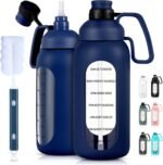 Aqulea Glass Water Bottles - 64 Oz Big Bottle with Straw, Pregnancy Tracker, Leakproof Gym Bottle with Sleeve, Water Jug with Time Marker - Image 2