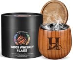 Argefkeen Charred Wooden Whiskey Glasses Personalized Bourbon Drinking Glass Ideas Gifts for Men Husband, Dad, Brother, Whiskey Lovers Birthday Insulated Old Fashioned Glass Whiskey Tumbler H - Image 2