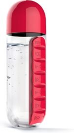 Asobu Combine Daily Pill Box Organizer with Water Bottle, 20 oz, (Red) - Image 2
