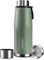 Augshark 20oz Stainless Steel Insulated Water Bottle Travel Coffee Cup with Lid Leak Proof Metal Water Bottle for Hot and Cold Drink Water Flask (Green) - Image 2