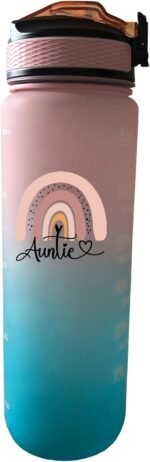 Auntie 32 oz Water Bottle with Times Marker to Drink and Straw, Carrying Strap, Leakproof BPA-Free, Ensure You Drink Enough Water for Fitness, Gym, Camping, Outdoor Sports - Image 2
