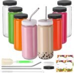 AuroTrends 16 oz Glass Bottles with Lids 8Pack, 480ml Portable Juicing Bottles Reusable Glass with Lids for Juicing, Smoothies, Kombucha (16fl.oz, Set of 8) - Image 2