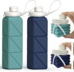 BEAUTAIL Collapsible Water Bottles 20.6oz 2 Pack, Silicone Foldable Portable Travel Water Bottle, BPA-free, Reusable Leakproof for Traveling Camping Hiking Cycling Sports Outdoor (Blue+Darkblue) - Image 2