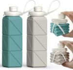 BEAUTAIL Collapsible Water Bottles 20.6oz, Silicone Foldable Portable Travel Water Bottle, BPA-Free, Leakproof Reusable for Traveling Camping Hiking Cycling Sports Outdoor, 2 Pack (Blue+Starlight) - Image 2