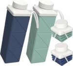 BEAUTAIL Collapsible Water Bottles 24.3oz, Foldable Travel Water Bottle, Portable & Lightweight, Leakproof & Reusable for Traveling Camping Hiking Sports Outdoor School Office, 2 Pack, Dark Blue+Green - Image 2