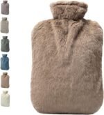 BICAREE Hot Water Bottle with Cover, 2L PVC Hot Water Bag for Neck, Shoulder Pain and Hand Feet Warmer, Menstrual Cramps, Hot Compress and Cold Therapy(Brown) - Image 2