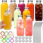 BIGIVACA 16 oz Glass Juice Bottles with Lids 10 Pack | Reusable & Leakproof Juicing Jars with Airtight & Sipping Lids, Straws & Brushes for Travel, Office, Home, Gym - Image 2
