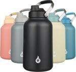 BJPKPK 1 Gallon Water Bottle Insulated, Dishwasher Safe 128oz Large Water Jug with Metal Handle & BPA Free Spout Lid, Stainless Steel Metal Jug for Gym, Sports & Hiking, Black - Image 2